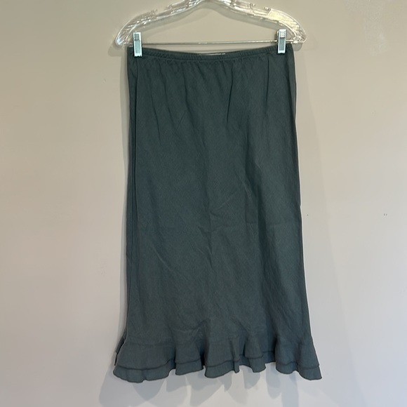 cut loose Dresses & Skirts - Cut Loose Womens Gray Linen Midi Skirt Size Medium Ruffle Maxi Gauzy Straight